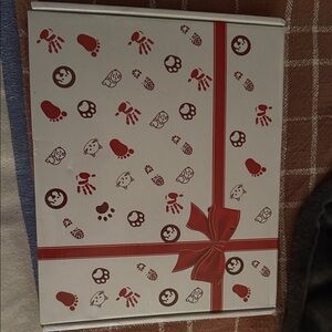White Gift Box with Red Paw & Face Print